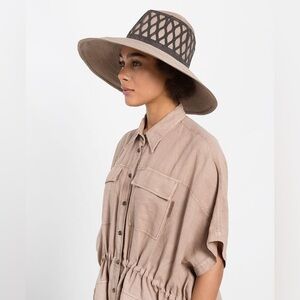 Brunello Cucinelli Bead Embellished Crossgrain Beige Hat Sz M NWT